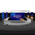 Modern Stage Design With Round Platform Blue Lighting And Large Screens 3d model