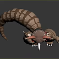 Game And Movie Character With Pink Hair Green Eyes Animal Ears Striped Tail Claws