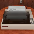 Efficient Dot Matrix Office Printer on Wooden Desk with Paper Output