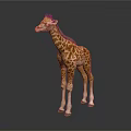 Standing Giraffe Model With Brown Spots On Gray Background And Reflection 3d model