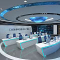 Dispatcher in command center monitoring room 3d model