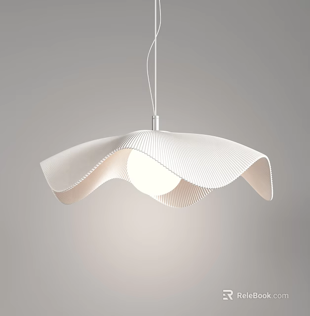 Modern White Pendant Light With Wave Design And Soft Lighting 3d model 