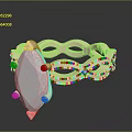 Fashion Ring with Intricate Twisted Band and Large Oval Gemstone Adorned with Small Accent Stones