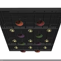 Creative Ceiling Design with Colorful Circular Decorations and Pendant Lights in Grid Structure 3d model