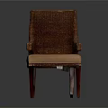Stylish Leisure Chair With Woven Backrest Armrests And Light Brown Padded Seat Dark Wooden Legs