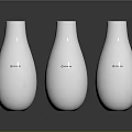 Green Plants In White Oraimo Vases With Textured Patterns On Dark Surface 3d model