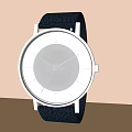 Minimalist Modern Watch With White Dial And Dark Blue Leather Strap