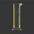 Yellow and Gray Architectural Escalator with Black Steps and Metal Frame Structure 3d model