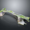 Ancient Stone Bridge Ruins Covered With Green Moss And Broken Structure 3d model