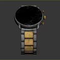 Elegant Modern Watch With Gold Blue Metal Strap And Dark Dial Fashion Accessory