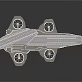Fighter Jet 3D Model with Streamlined Design Multiple Engines and Gray Metallic Texture