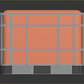 Orange Cube Shaped Container With Gray Metal Frame Top Circular Hole And Wheels 3d model