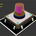 Red Warning Light With Square Base Mounting Holes And Illuminated Top