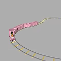 Playful Electric Toy Pink Train on Track with Multiple Carriages for Kids