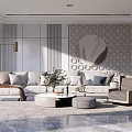 Modern sofa coffee table combination 3d model