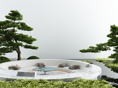 New Chinese Landscape Sick Courtyard Waterscape Sick model