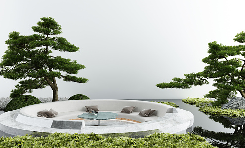 New Chinese Landscape Sick Courtyard Waterscape Sick 3d model