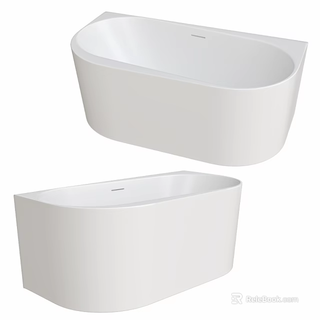 Sleek Modern White Freestanding Bathtubs With Smooth Surface And Contemporary Design 3d model 
