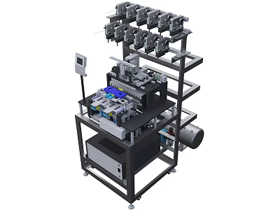 Industrial Automated Assembly Equipment With Multi layer Structure And Control Panel 3d model