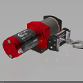 Heavy Duty Electric Winch Featuring Red Body Steel Drum Metal Hook And Mounting Base