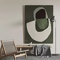 Modern abstract painting bench hanging picture combination 3d model