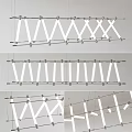 Modern Geometric Chandelier With Linear Metal Frame And White Light For Interior Design