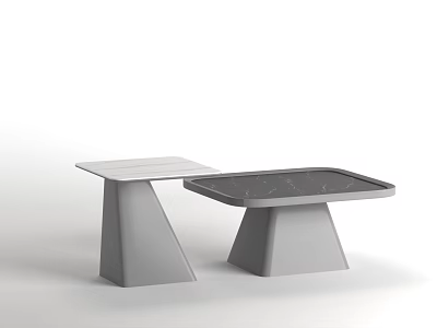 Minimalist Modern Coffee Table Design With Marble Top And Geometric Angled Bases 3d model
