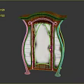 Wooden Cabinet With Curved Top Glass Door And Carved Legs Design
