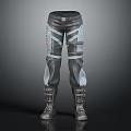 Stylish Gray Cargo Pants with White Accent Strips and High Top Lace Up Boots