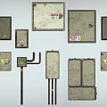 Public Facilities Electrical Utility Enclosures In Various Sizes With Gray Metal Cases And Warning Labels