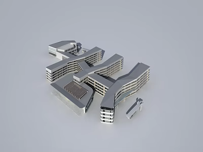 Modern School Building Complex Featuring Connected Structures And Central Courtyard Design 3d model