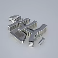 Modern School Building Complex Featuring Connected Structures And Central Courtyard Design 3d model