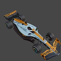 Formula 1 Race Car With Orange White Aerodynamic Body And Sporty Design