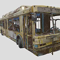Dilapidated Rusted Old Bus With Faded Paint Broken Windows And Worn Exterior