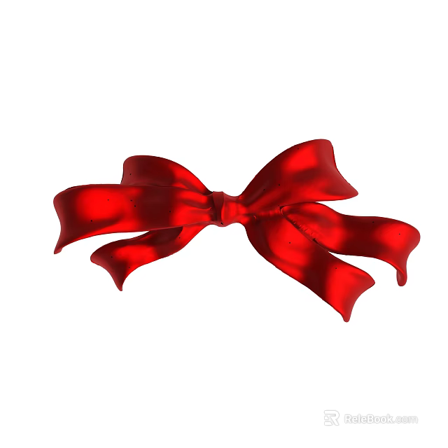 Red Satin Bow Decorative Accessory With Glossy Finish For Festive Use 3d model 