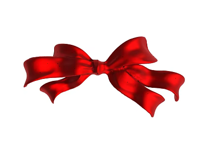 Red Satin Bow Decorative Accessory With Glossy Finish For Festive Use 3d model