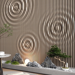 Lianyan wave modeling wall new Chinese style interior landscape 3d model