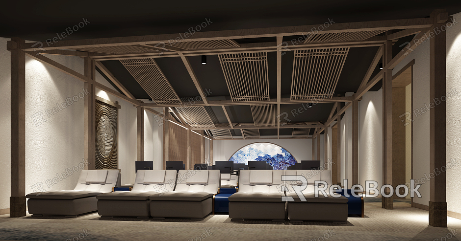 New Chinese Leisure Area Hotel Corridor Lounge model