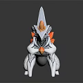 White Dragon Like Creature Model With Yellow Crystal Spikes And Crouching Stance 3d model