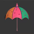 Colorful Unicorn Horn Umbrella with Purple Ears Pink Heart Patterns Gradient Canopy and Pink Handle