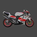YAMAHA YZR 750 Sport Racing Motorcycle With White Red Body Black Seat And Red Rims