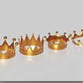 Luxury Golden Crown Jewelry Collection with Shiny Design and Ornate Details on White Background