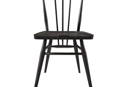 Black Modern Minimalist Leisure Chair With Slender Backrest Slats And Solid Wood Frame 3d model