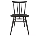 Black Modern Minimalist Leisure Chair With Slender Backrest Slats And Solid Wood Frame