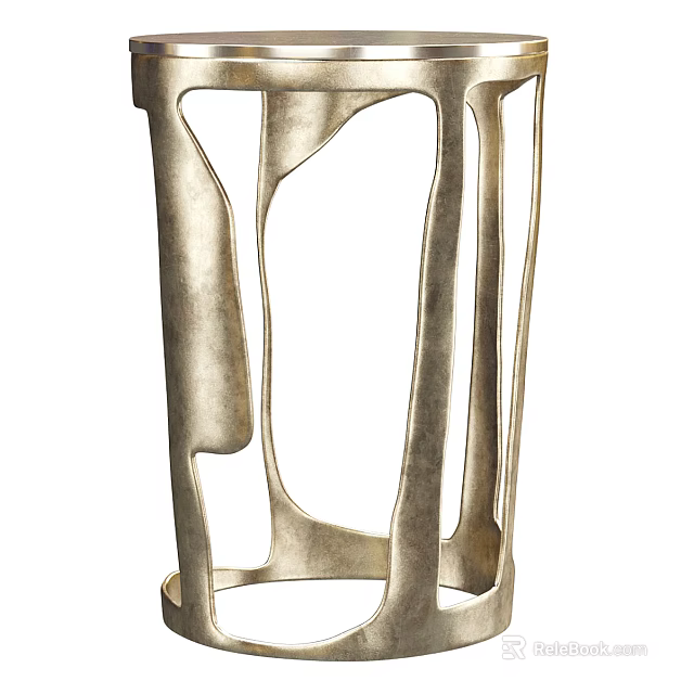 Modern Metal Side Table with Unique Cutout Design and Sleek Artistic Lines 3d model 
