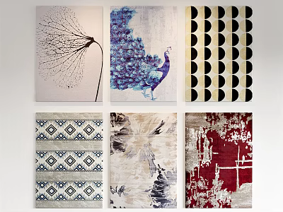 Stylish Square Carpets Featuring Diverse Natural Geometric And Abstract Art Patterns 3d model