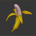 Peeled Banana With Yellow Peel And Silver Flesh On Black Background With Reflection