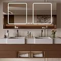 Modern Stylish Bathroom Vanity Design With Double Sink Mirror Storage And Decor