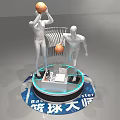 Commercial Equipment Display Stand With Humanoid Sports Sculptures Laptop And Circular Blue Pattern Base