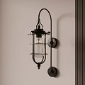 Vintage Industrial Wall Mounted Lamp With Black Metal Frame And Glass Shade